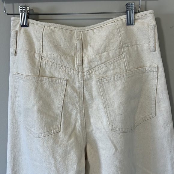 Anthropologie Eva Franco Wide Leg Crop Chino Pants Cream High Rose Sz 4 NEW - Picture 8 of 14